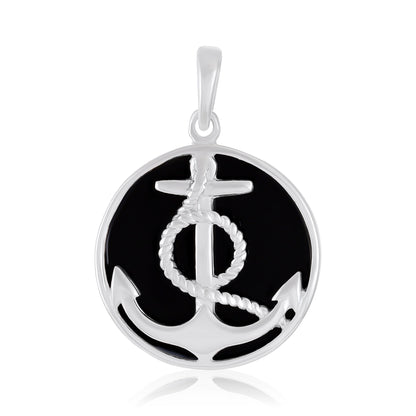 925 Sterling Silver Abalone Shell Anchor Pendant