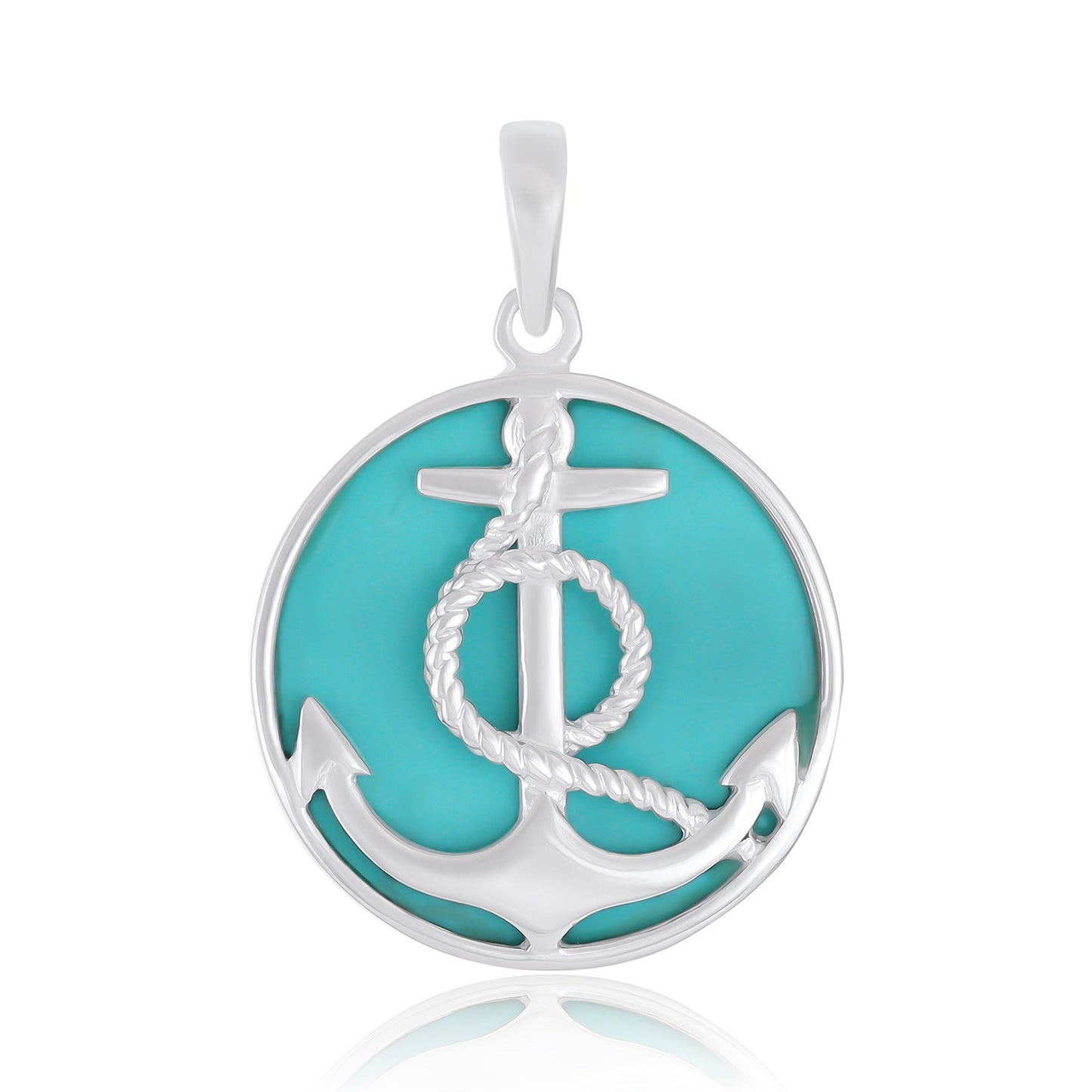 925 Sterling Silver Abalone Shell Anchor Pendant