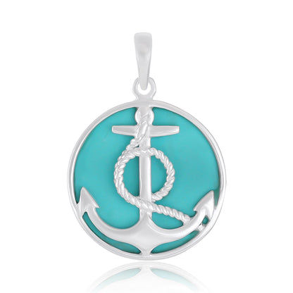925 Sterling Silver Abalone Shell Anchor Pendant