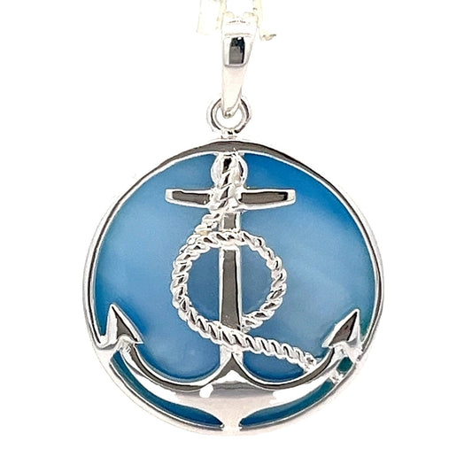 Sterling silver abalone shell anchor pendant SPD4031 - FJewellery
