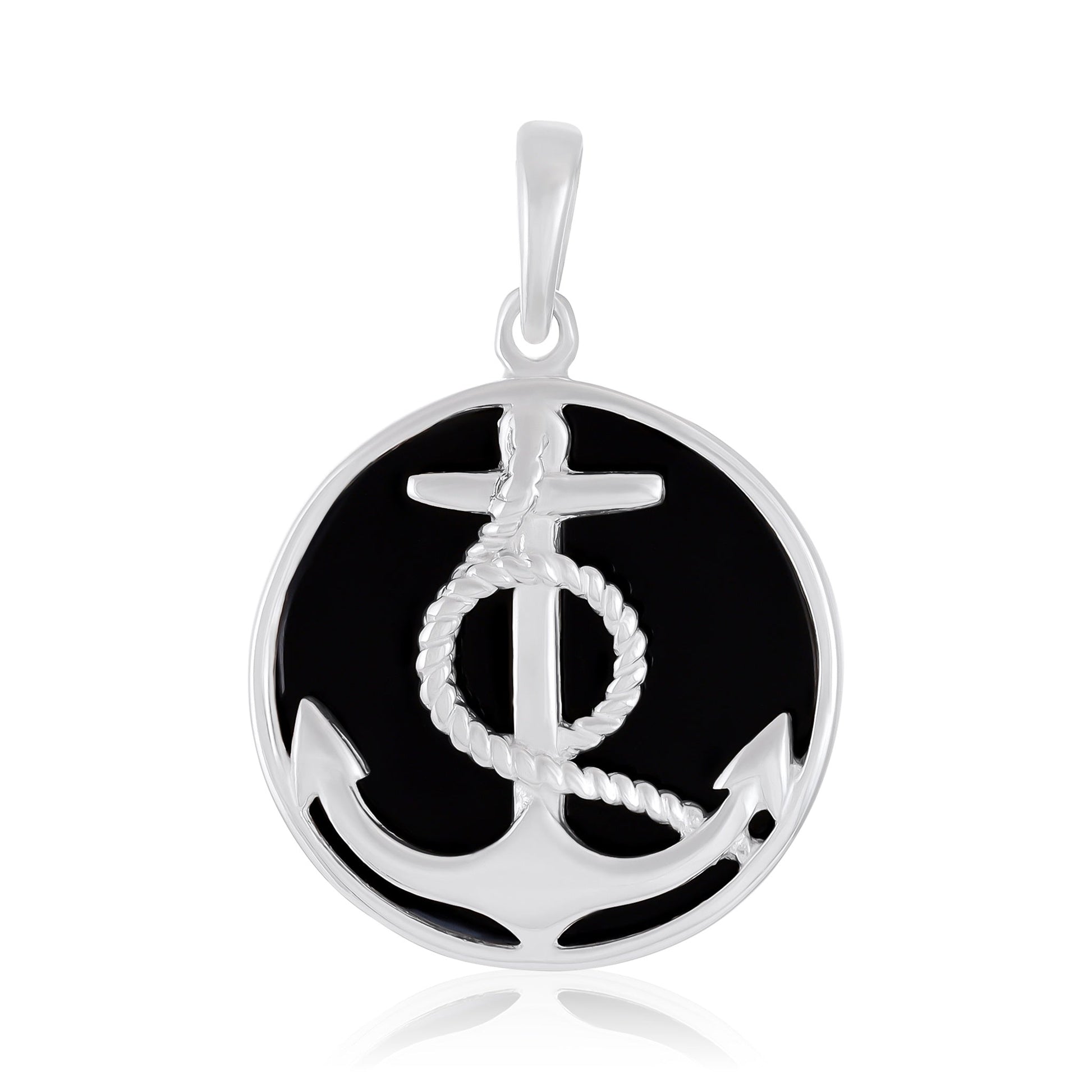 Sterling Silver Abalone Shell Anchor Pendant SPD4031 - FJewellery