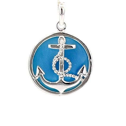 Sterling silver abalone shell anchor pendant SPD4032 - FJewellery