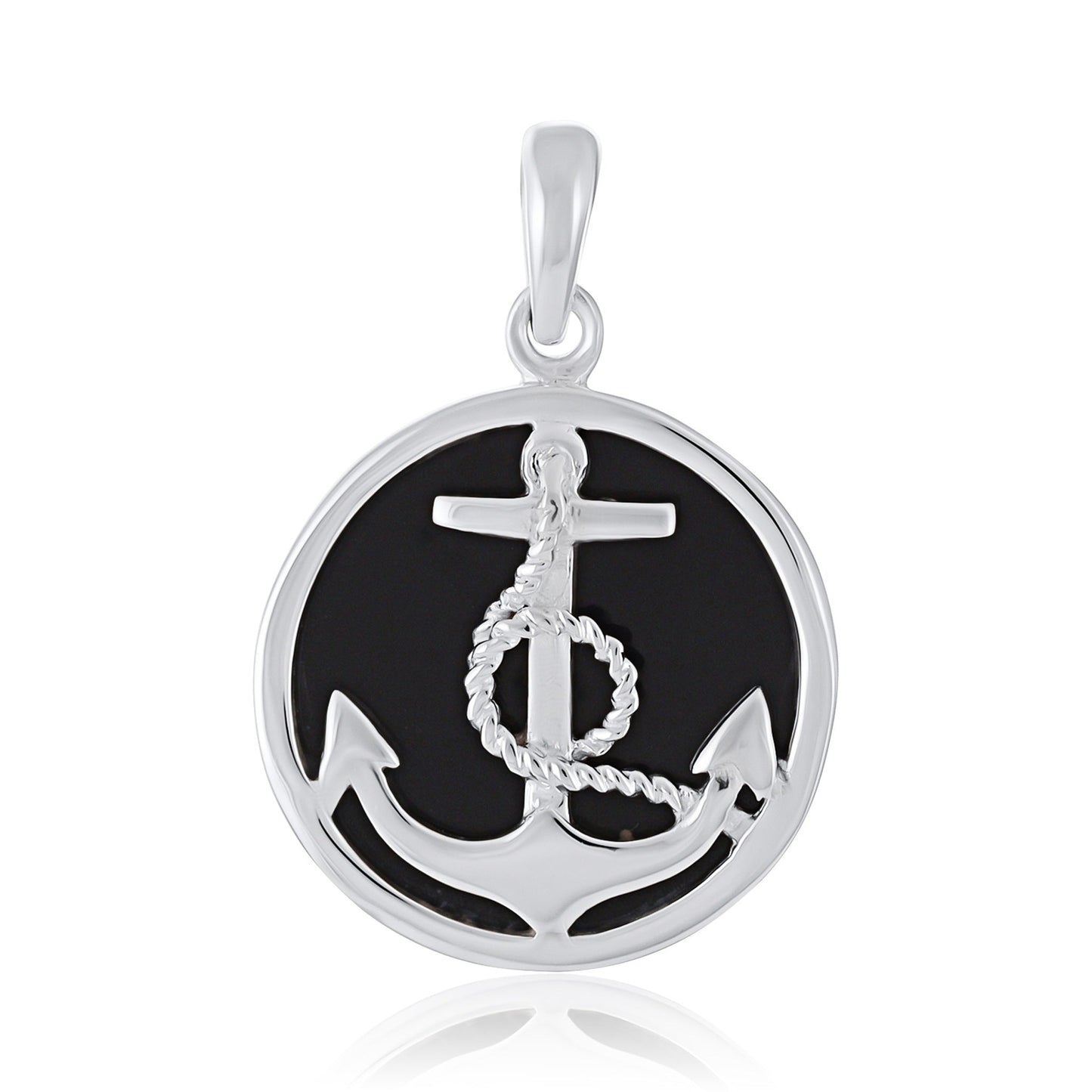 925 Sterling Silver Abalone Shell Anchor Pendant