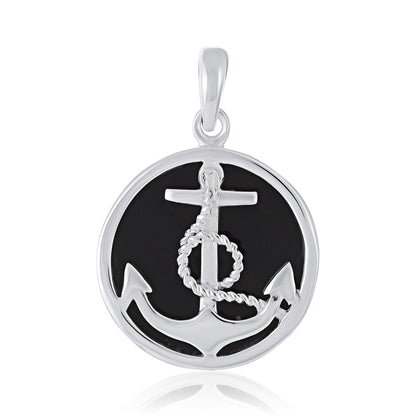 925 Sterling Silver Abalone Shell Anchor Pendant