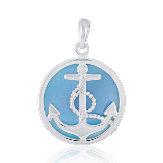 Sterling Silver Abalone Shell Anchor Pendant SPD4032 - FJewellery