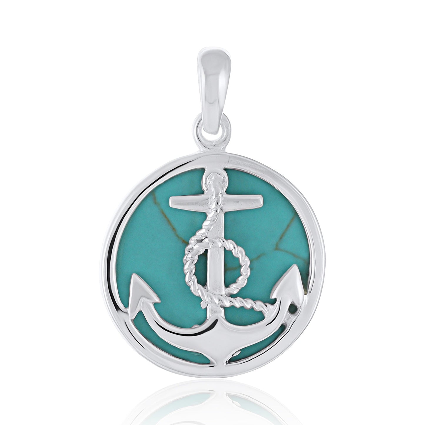 925 Sterling Silver Abalone Shell Anchor Pendant