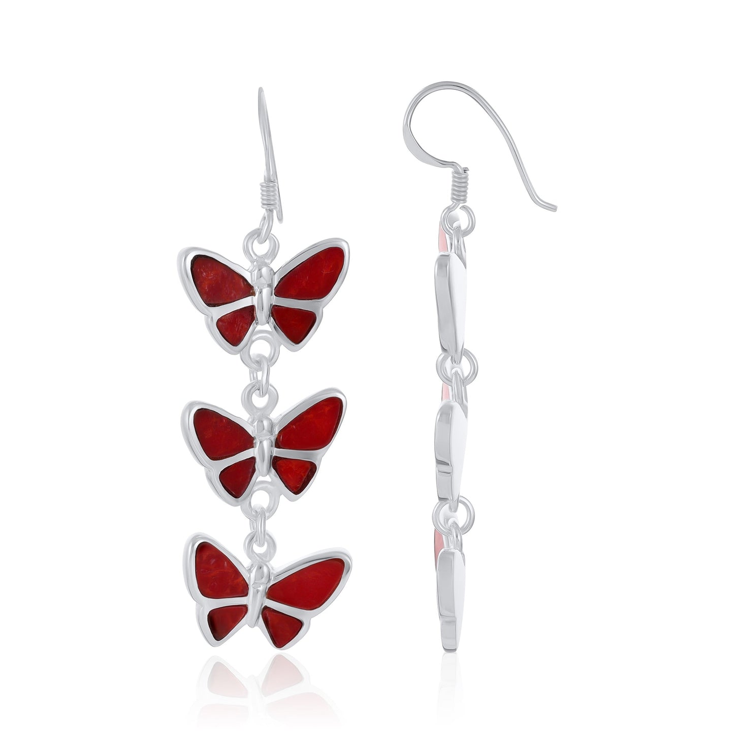 Sterling Silver Abalone Shell Butterfly Earrings SER4015