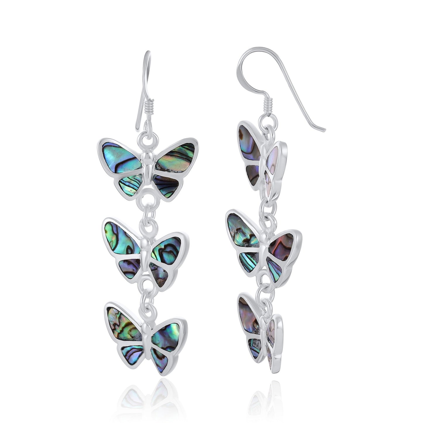 Sterling Silver Abalone Shell Butterfly Earrings SER4015 - FJewellery