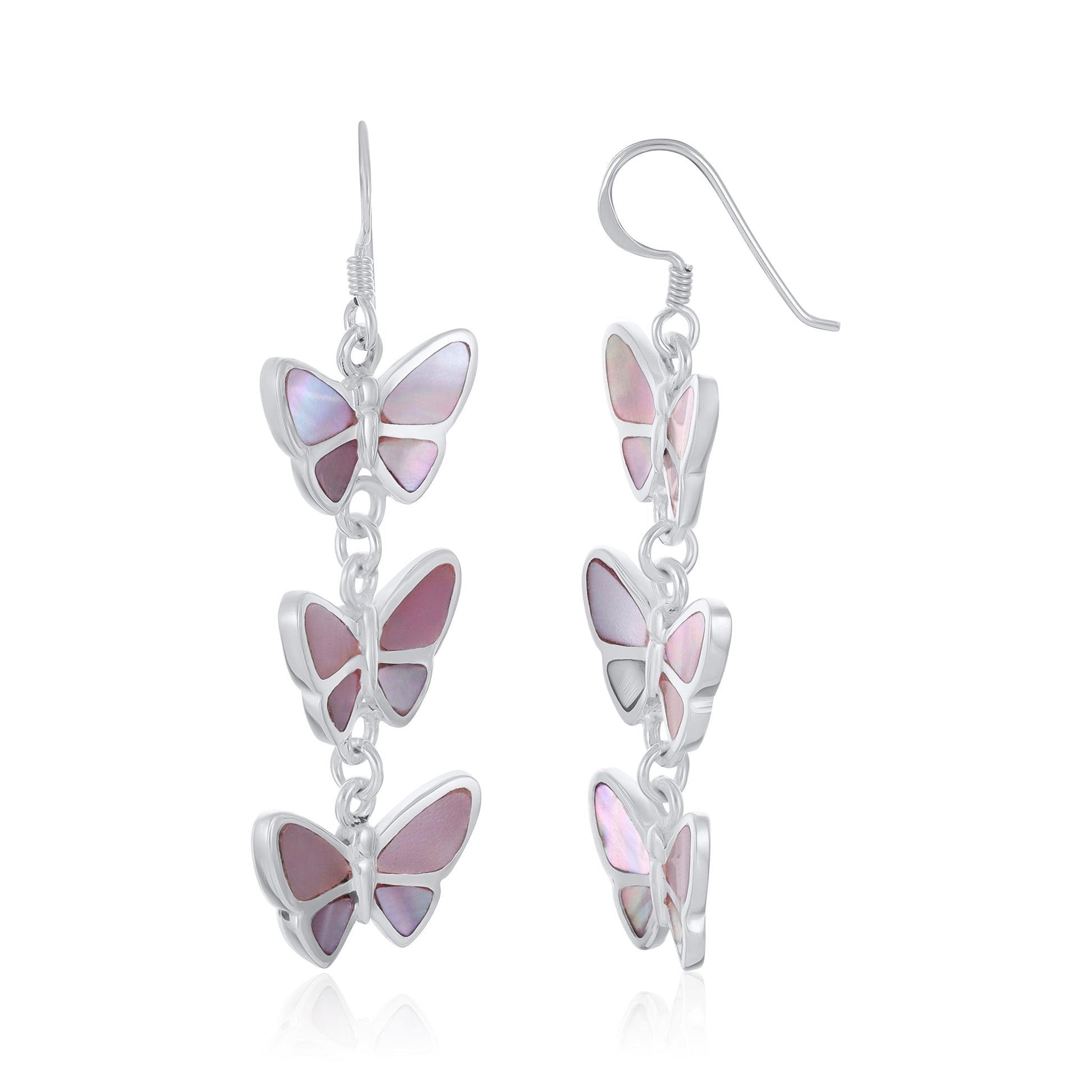 Sterling Silver Abalone Shell Butterfly Earrings SER4015 - FJewellery