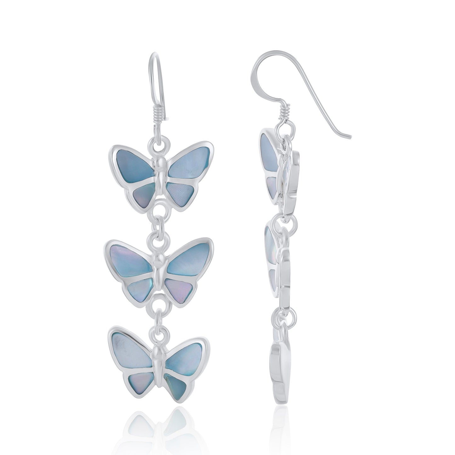 Sterling Silver Abalone Shell Butterfly Earrings SER4015 - FJewellery