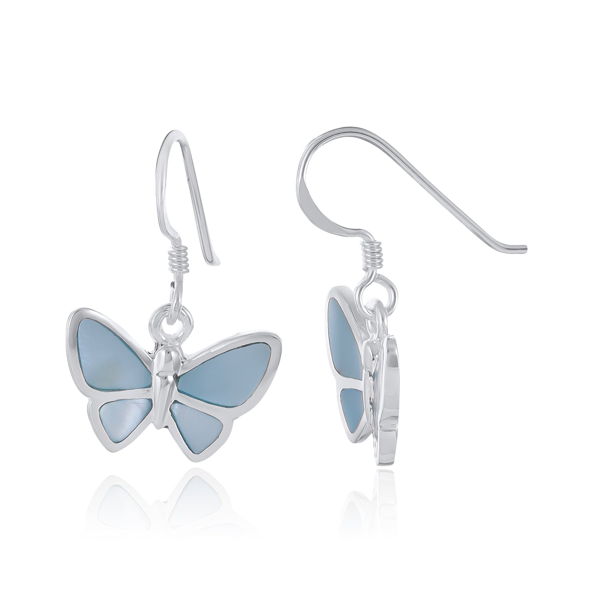 Sterling Silver Abalone Shell Butterfly Earrings SER4016 - FJewellery