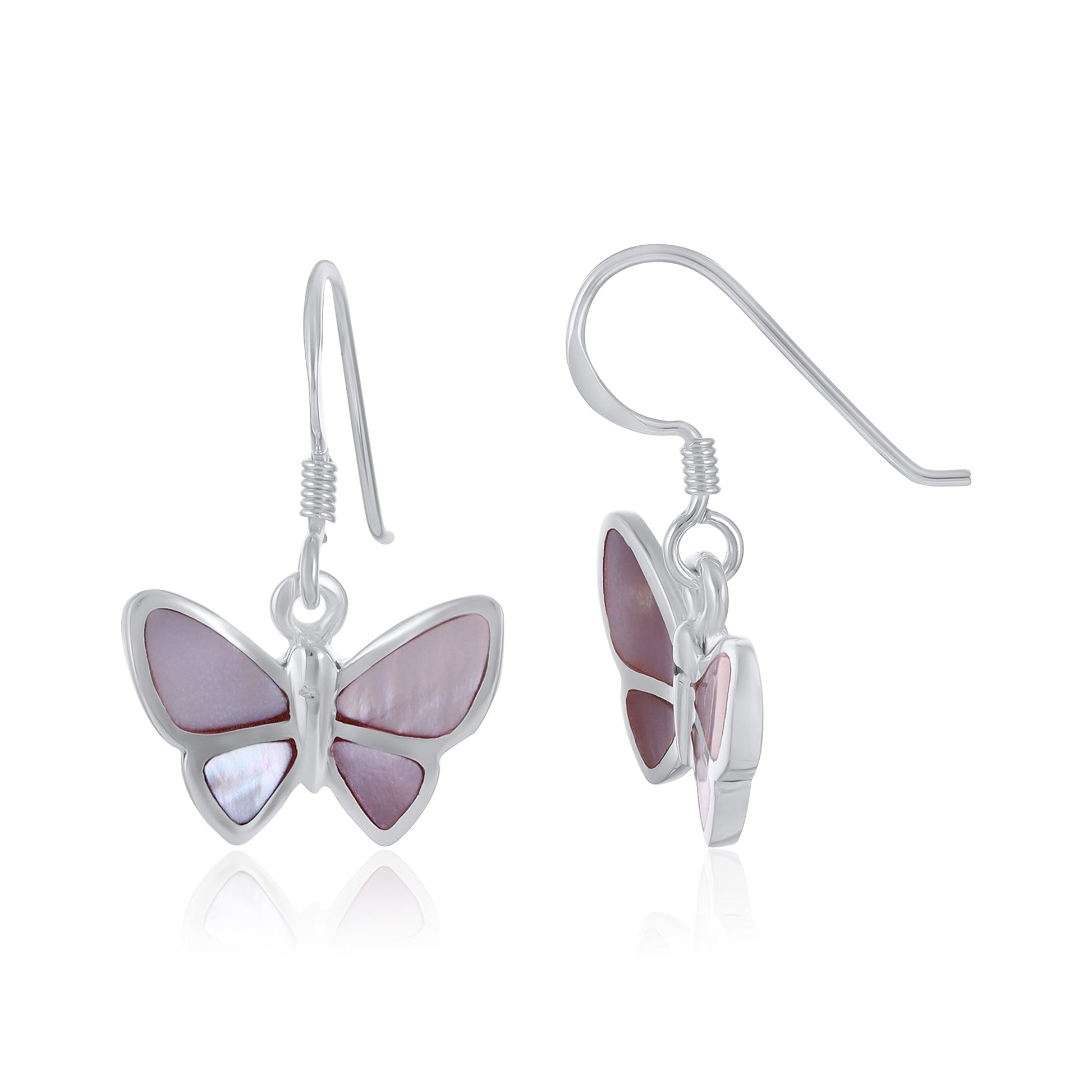 Sterling Silver Abalone Shell Butterfly Earrings SER4016 - FJewellery