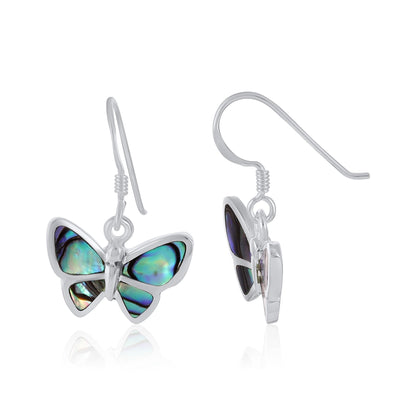 Sterling Silver Abalone Shell Butterfly Earrings SER4016