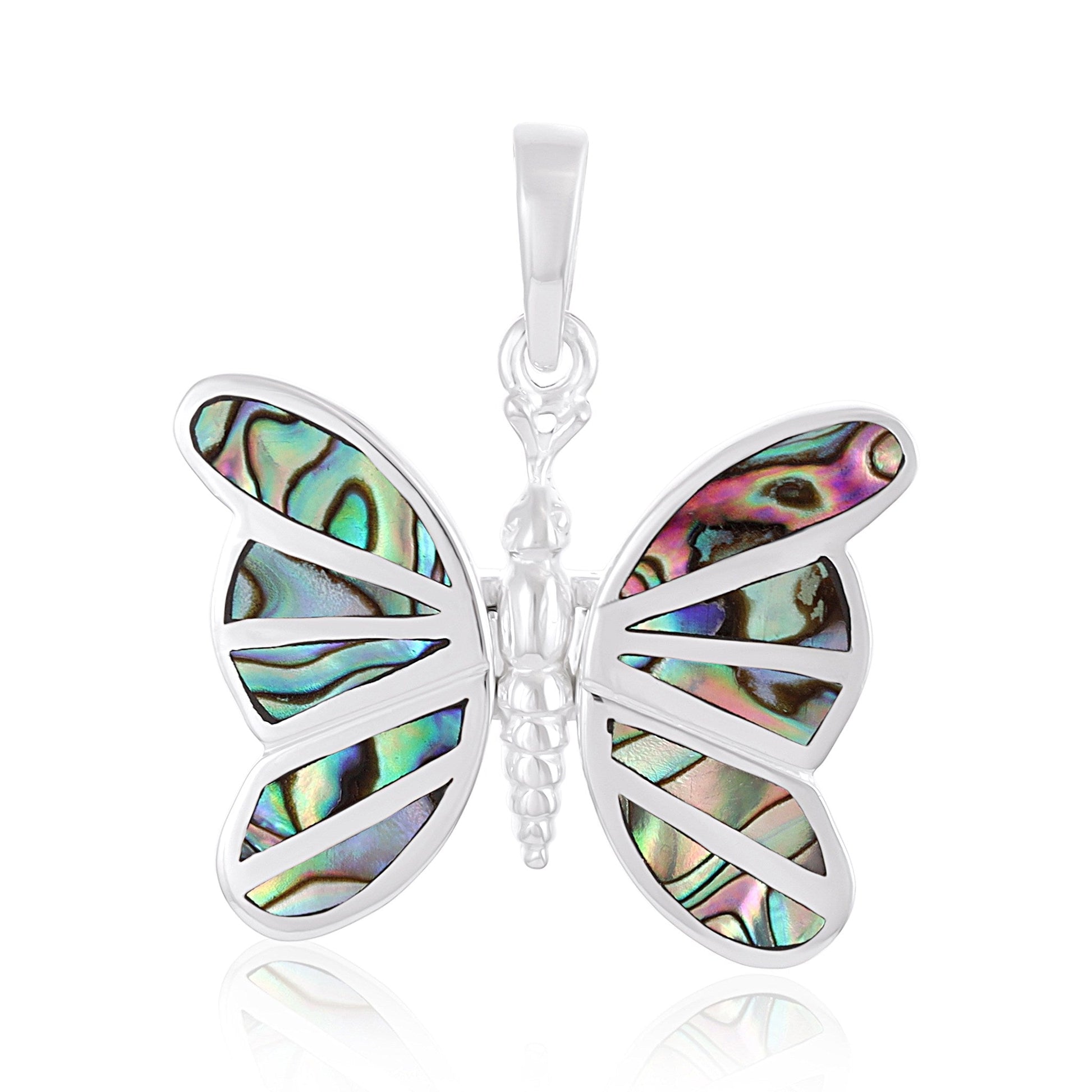 Sterling Silver Abalone Shell Butterfly Pendant SPD4014 - FJewellery