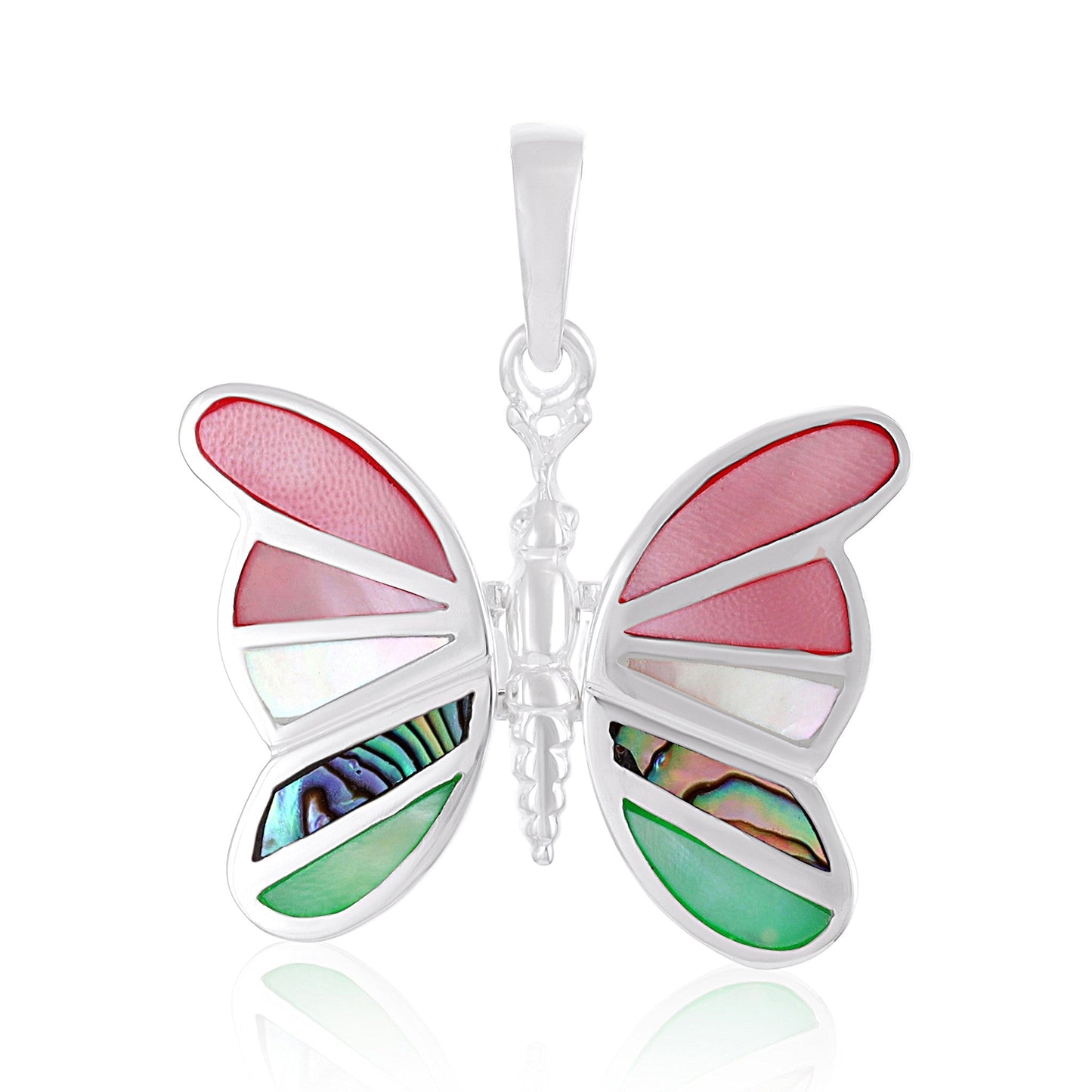 Sterling Silver Abalone Shell Butterfly Pendant SPD4014 - FJewellery