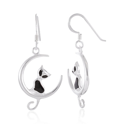 Sterling Silver Abalone Shell Cat Earrings SER4028