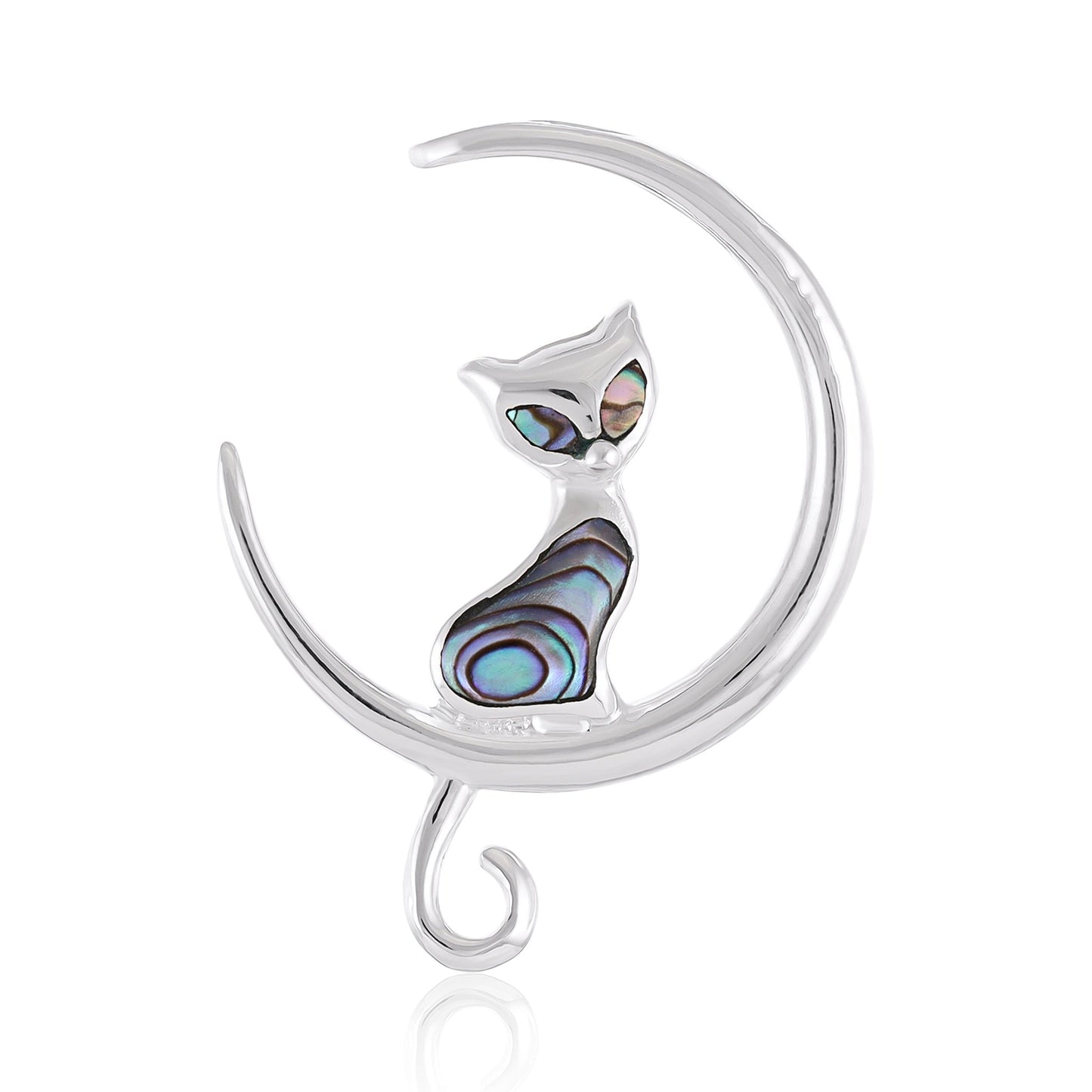 Sterling Silver Abalone Shell Cat Pendant SPD4040 - FJewellery