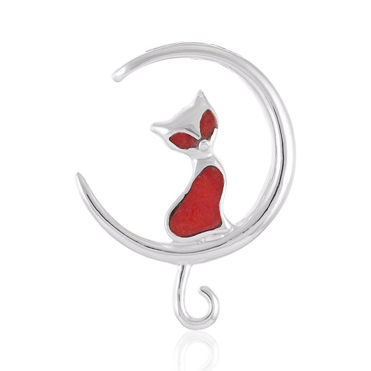 925 Sterling Silver  Abalone Shell multi color Cat Pendant