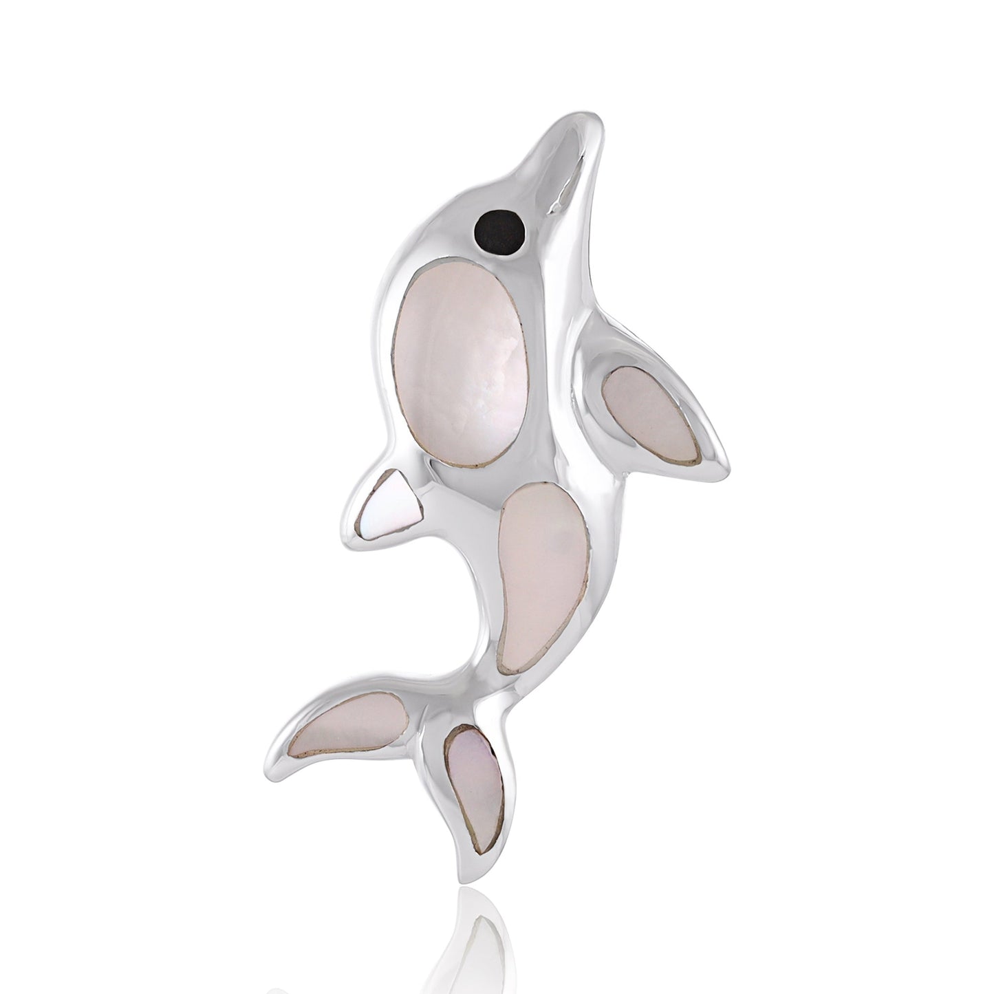 925 Sterling Silver Abalone Shell Dolphin Pendant
