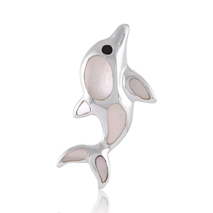 925 Sterling Silver Abalone Shell Dolphin Pendant