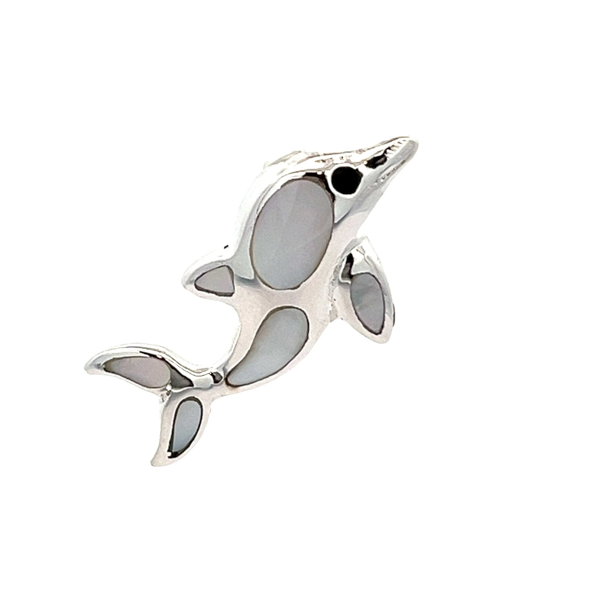 Sterling silver abalone shell dolphin pendant SPD4042 - FJewellery