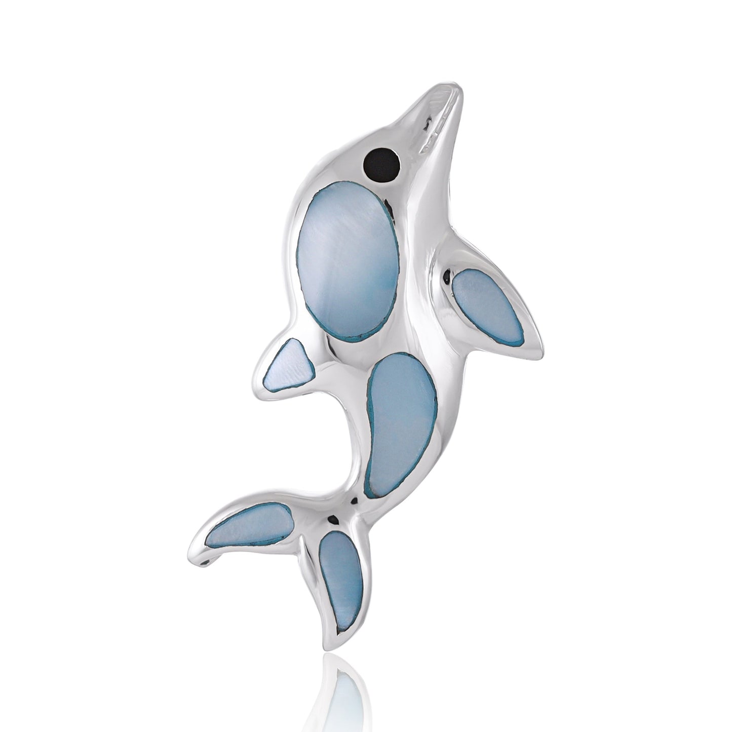 925 Sterling Silver Abalone Shell Dolphin Pendant