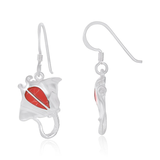 925 Sterling Silver  Sting Ray Earrings Multicolour