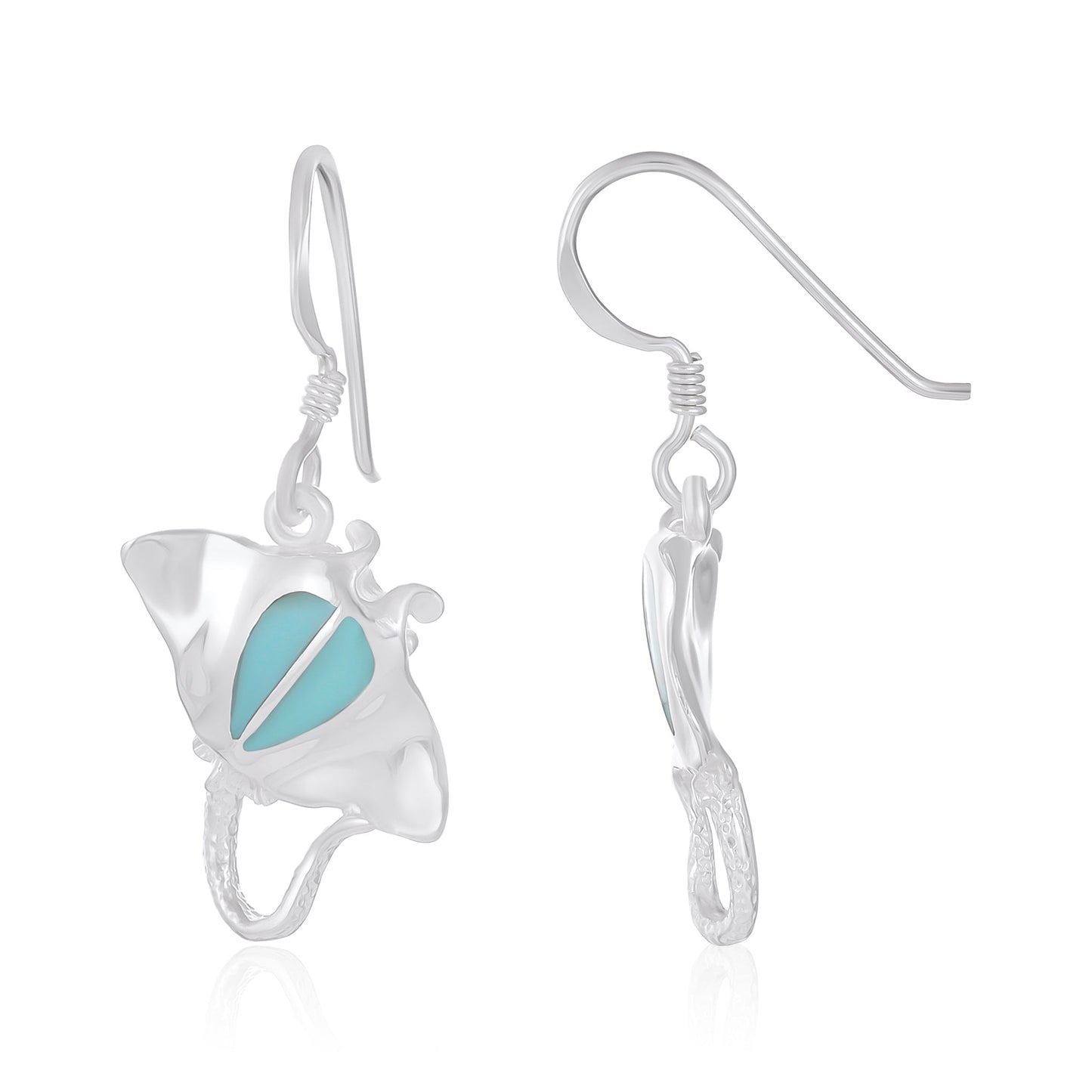 925 Sterling Silver  Sting Ray Earrings Multicolour