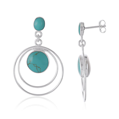 925 Sterling Silver  Nugget Drop Earrings Turquoise