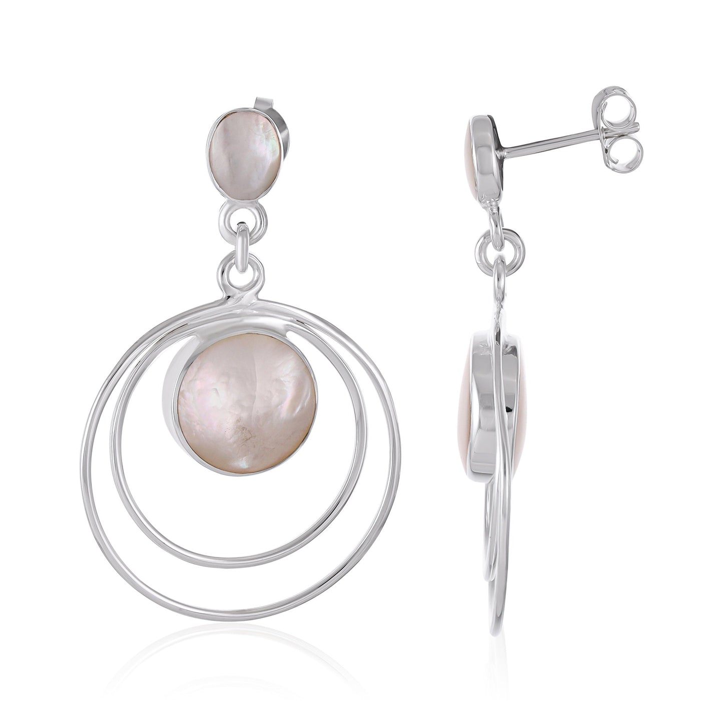 Sterling Silver Abalone Shell Hoop Earrings SER4035