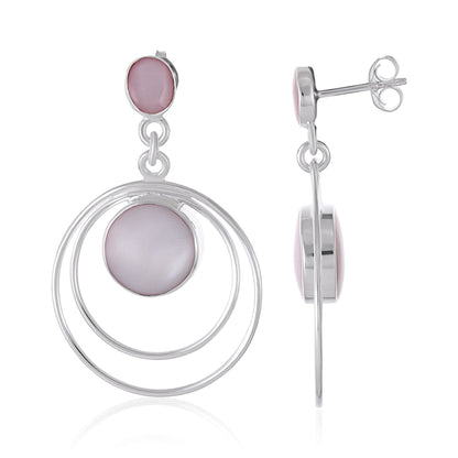 925 Sterling Silver  Nugget Drop Earrings White