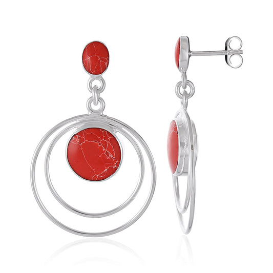 925 Sterling Silver  Nugget Drop Earrings Turquoise
