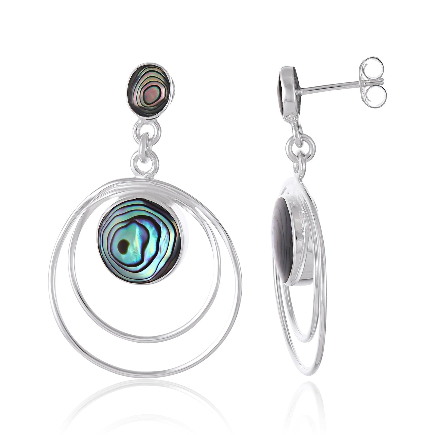 Sterling Silver Abalone Shell Hoop Earrings SER4035 - FJewellery