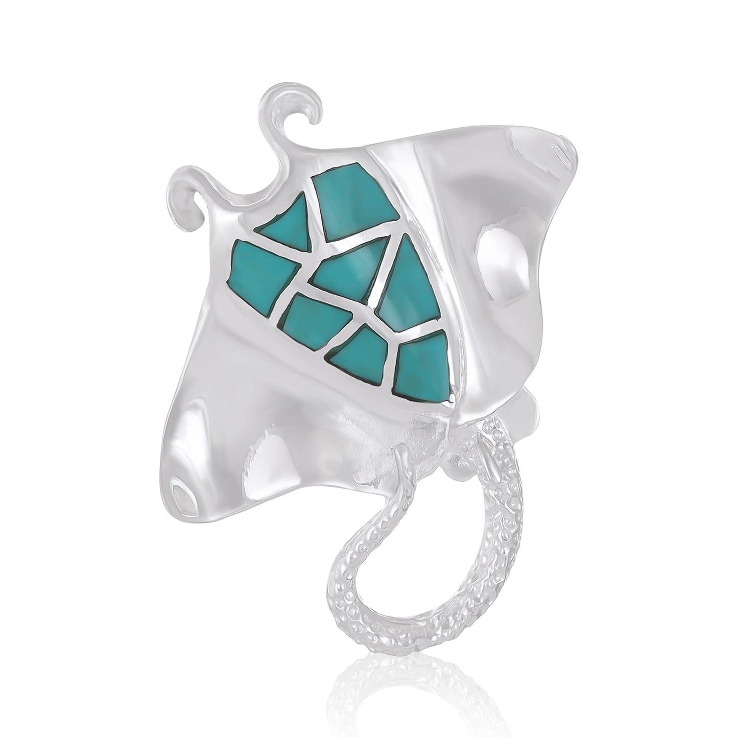 Large 925 Sterling Silver Abalone Shell Stingray Pendant