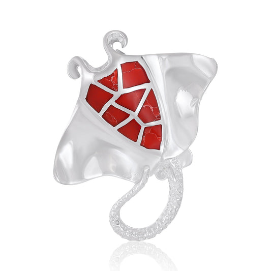 Large 925 Sterling Silver Abalone Shell Stingray Pendant