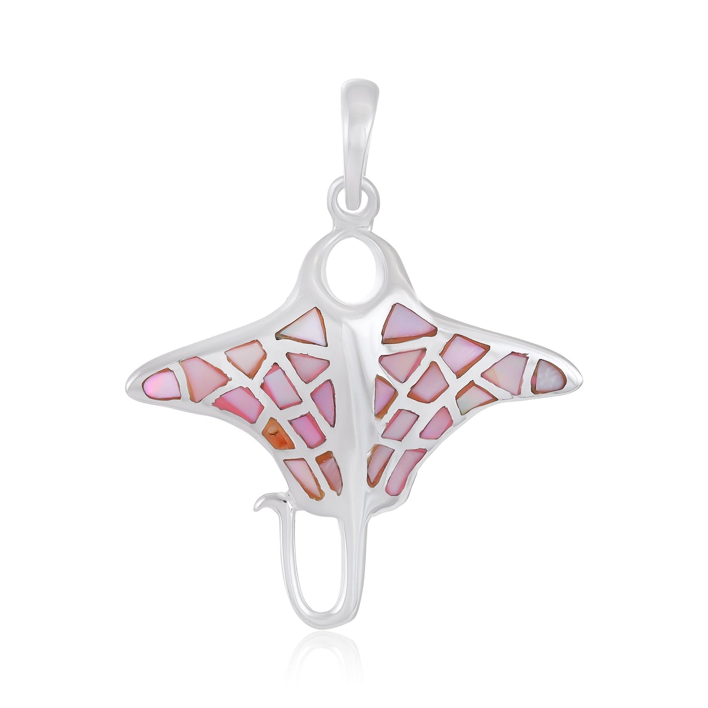 925 Sterling Silver Abalone Shell Stingray Pendant
