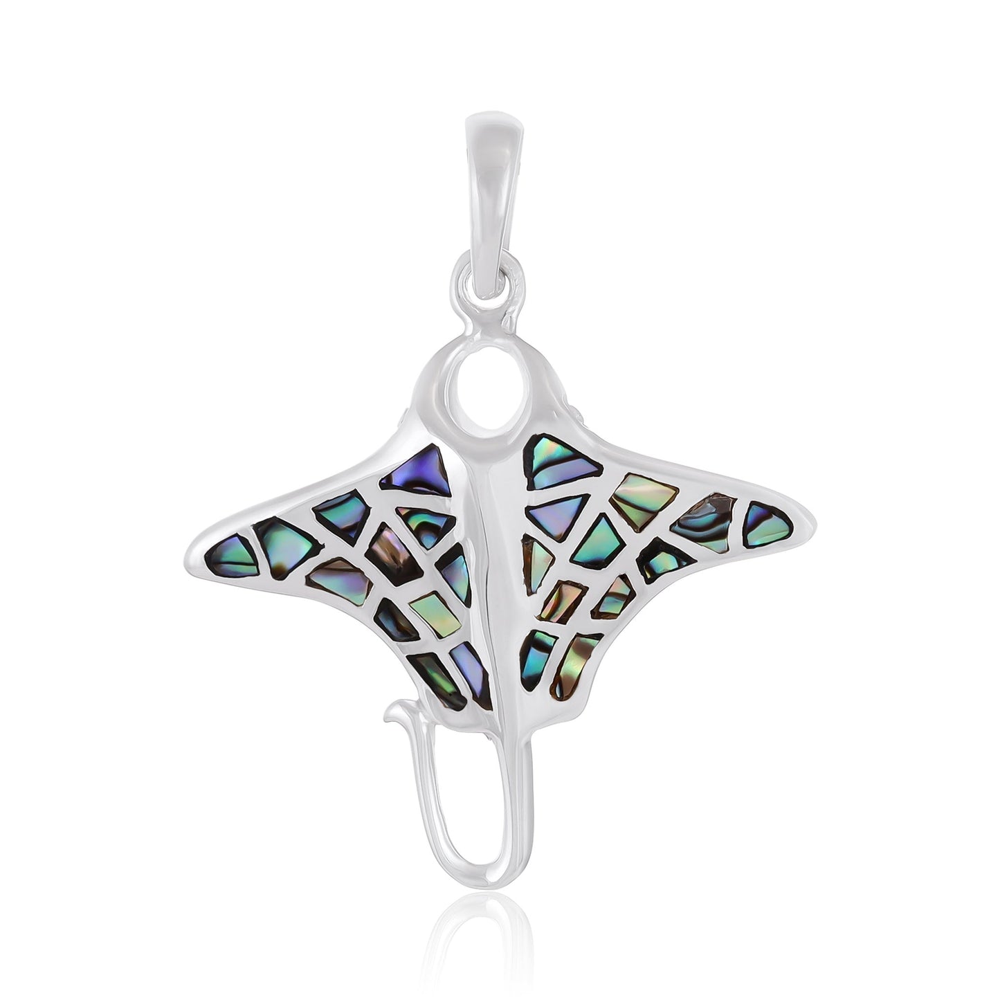 925 Sterling Silver Abalone Shell Stingray Pendant