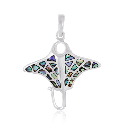 925 Sterling Silver Abalone Shell Stingray Pendant