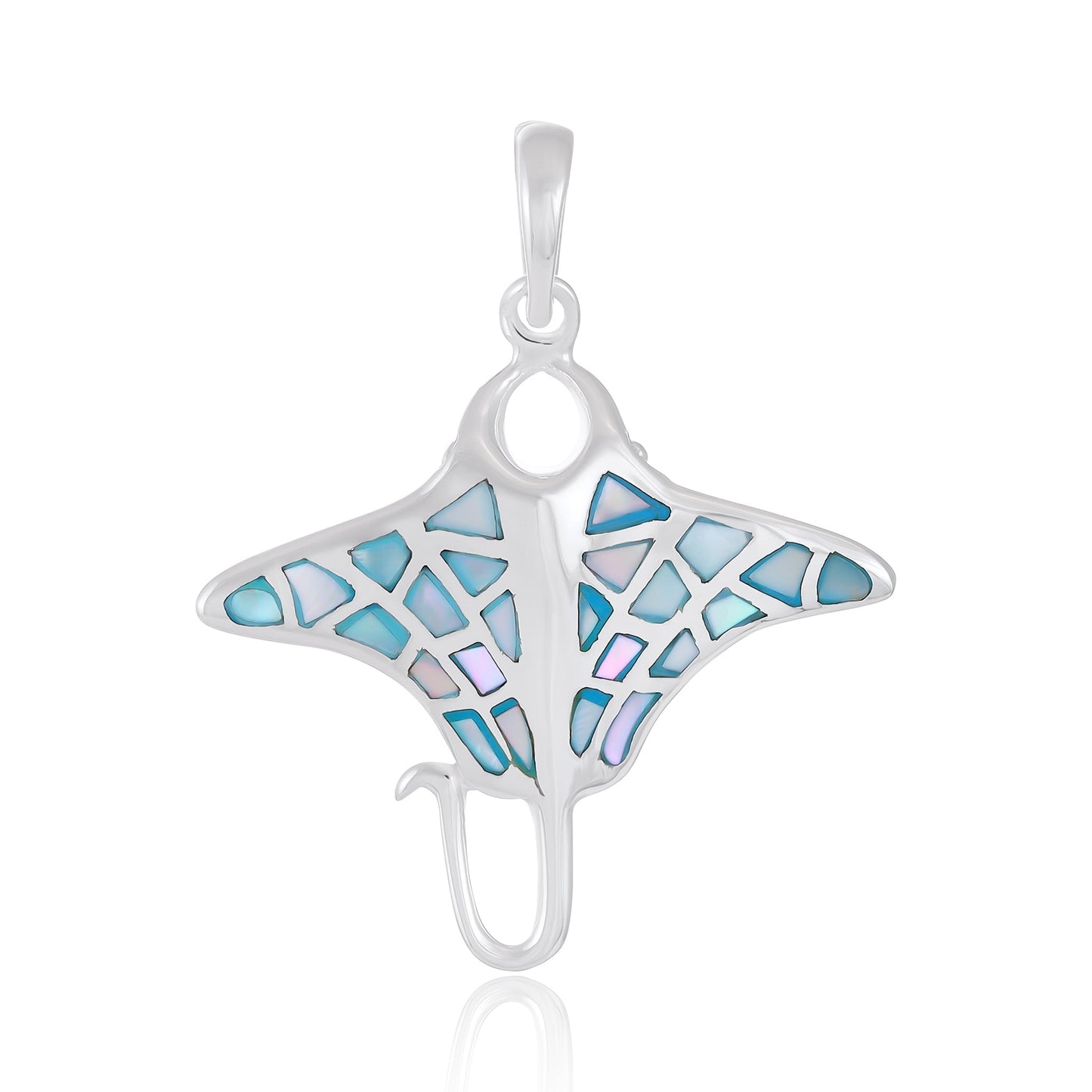 925 Sterling Silver Abalone Shell Stingray Pendant