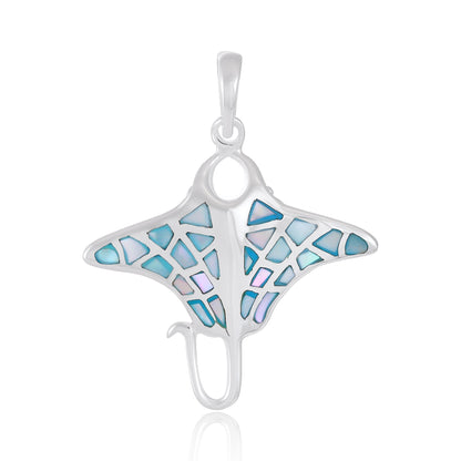 925 Sterling Silver Abalone Shell Stingray Pendant