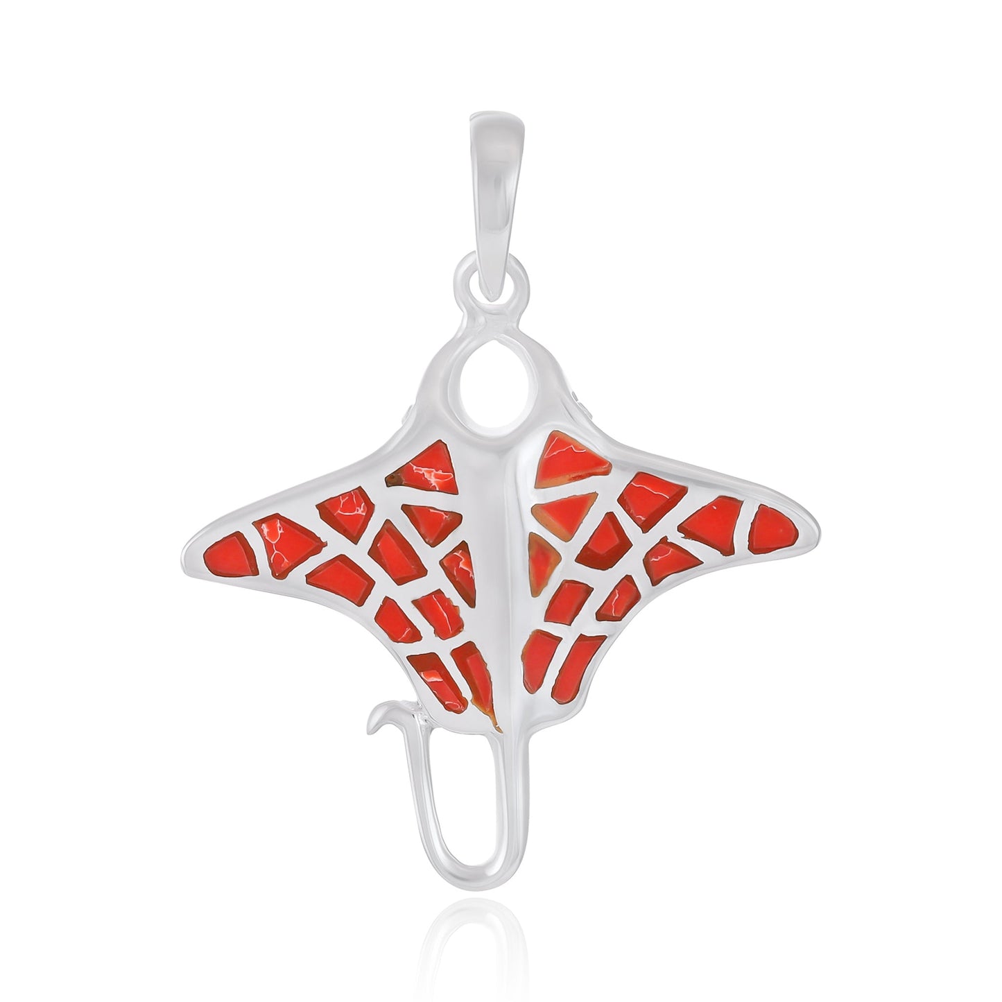 925 Sterling Silver Abalone Shell Stingray Pendant