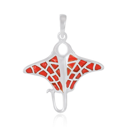 925 Sterling Silver Abalone Shell Stingray Pendant