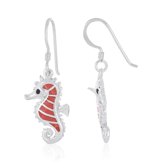 Sterling Silver Abalone Shell Seahorse Earrings SER4018
