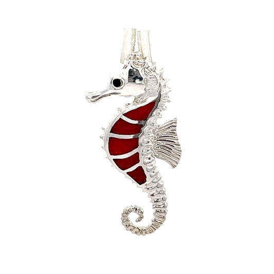 Sterling silver abalone shell seahorse pendant SPD4024 - FJewellery