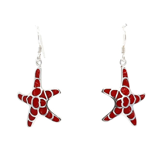 Sterling silver abalone shell starfish earrings SER4020 - FJewellery