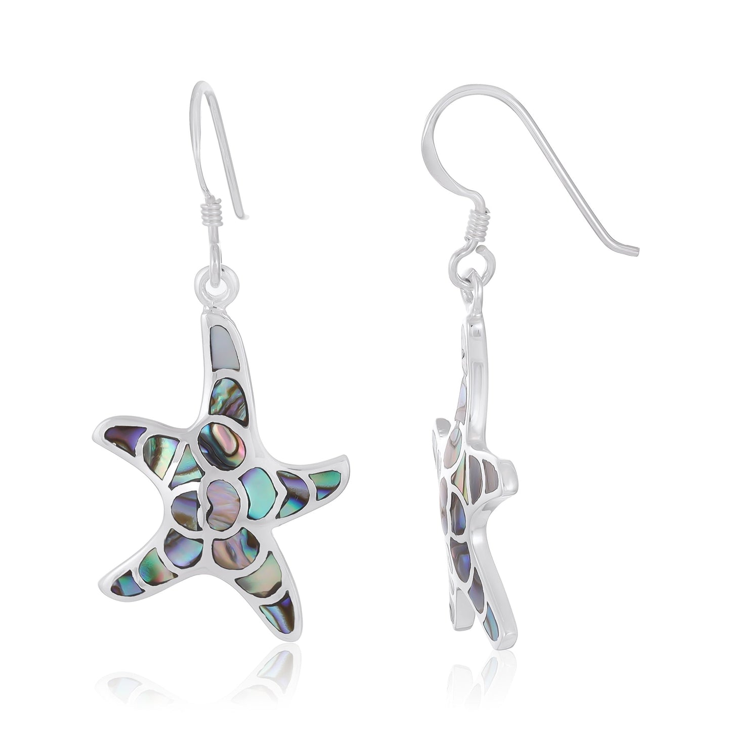 Sterling Silver Abalone Shell Starfish Earrings SER4020 - FJewellery