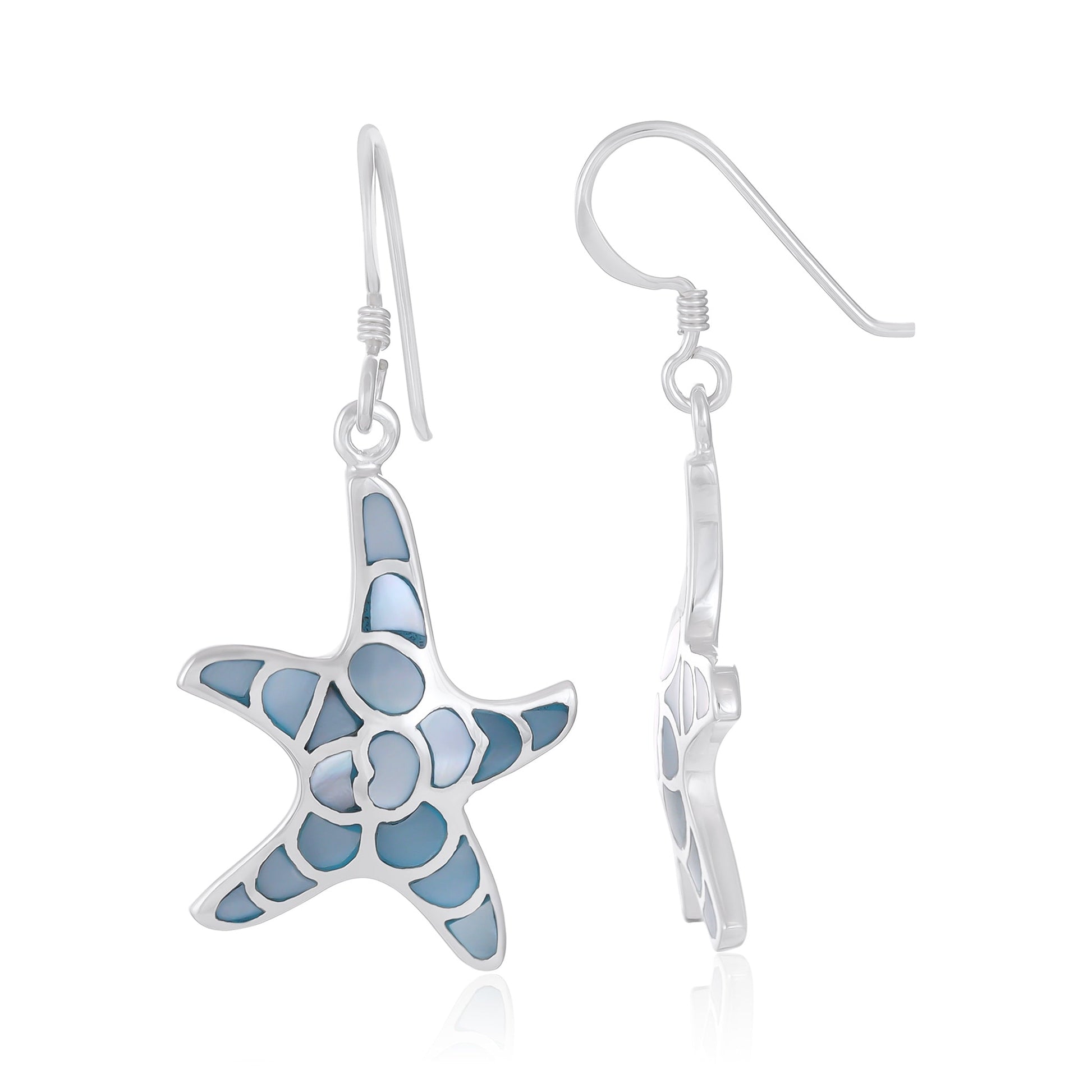 Sterling Silver Abalone Shell Starfish Earrings SER4020 - FJewellery