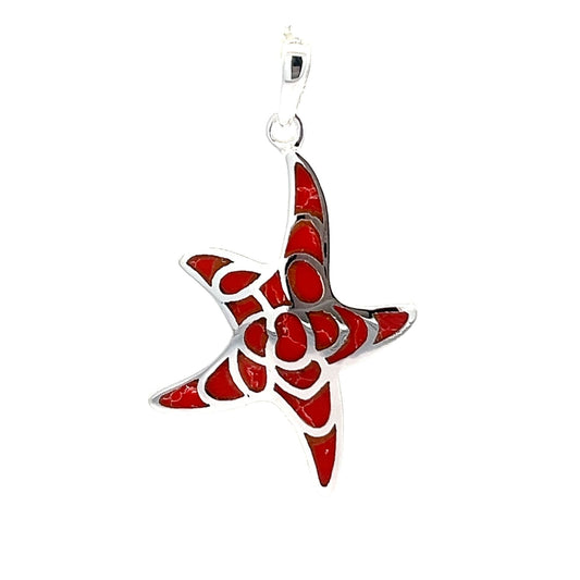 Sterling silver abalone shell starfish pendant SPD4026 - FJewellery