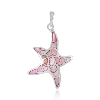925 Sterling Silver  Abalone Shell Starfish Pendant