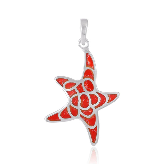 Sterling Silver Abalone Shell Starfish Pendant SPD4026
